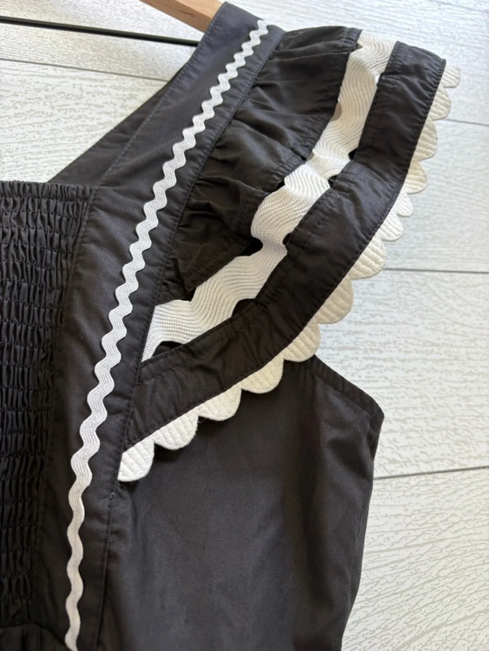 ENTRO Ric Rac Ruffle Mini Dress Black White Size Large NWT - Picture 14 of 15